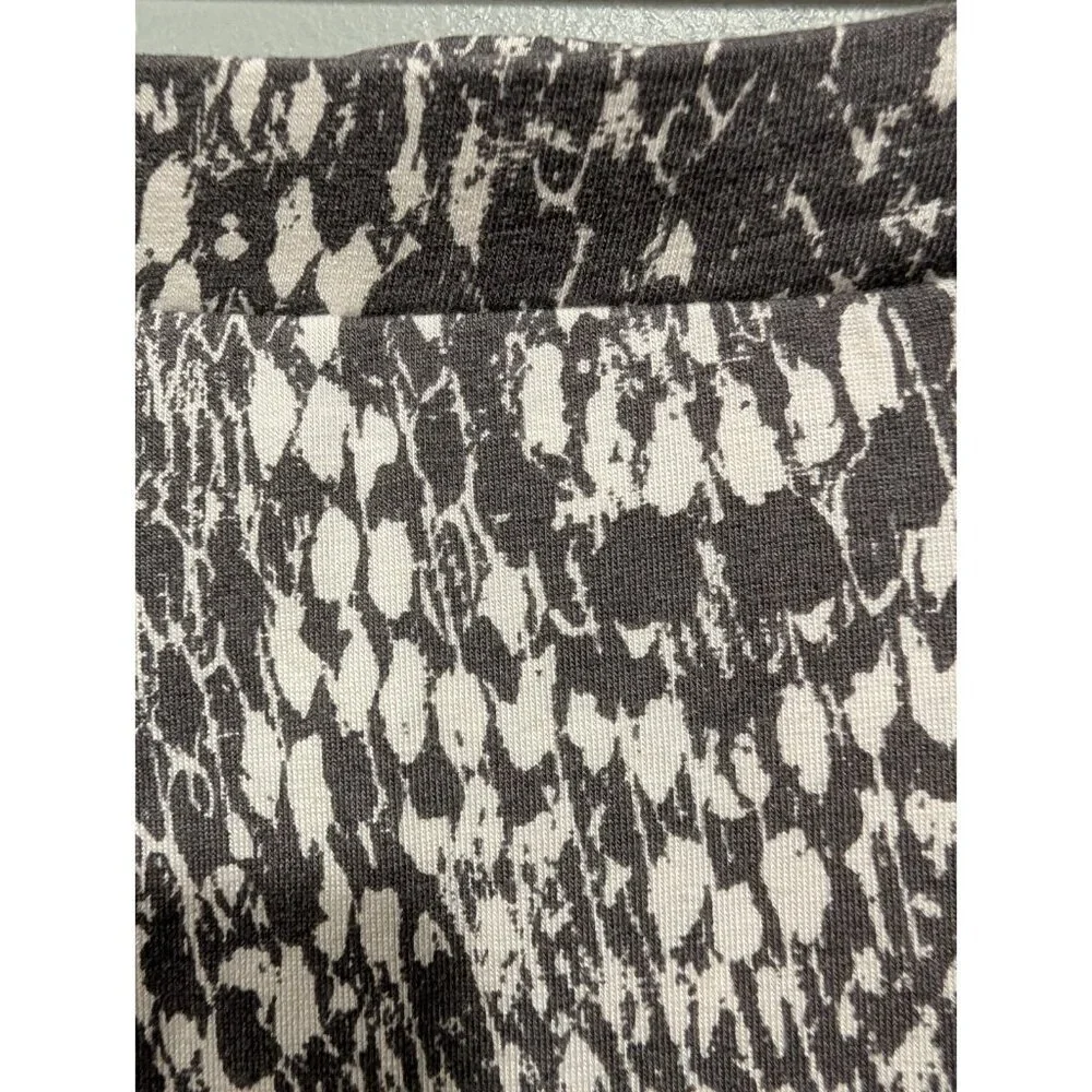 Garnet Hill Women's Gray White Stretchy Maxi Skirt High Side Slit Waist Tie Sz S